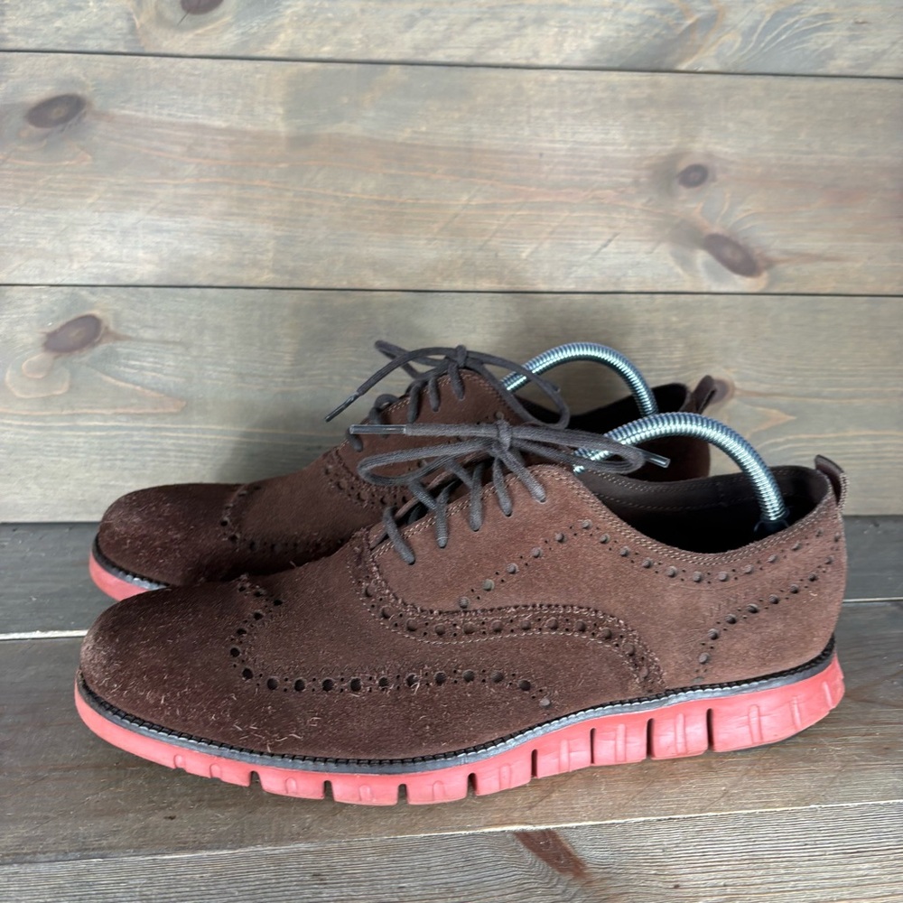 cole haan zerogrand mens size 11 shoes brown suede comfort lace up oxfords